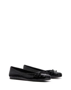 Laine Ballet Flat Black Croc -StepAura Store LAINE BLACK CROC PU TOE ANGLE