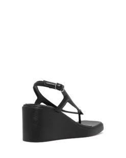 Leni Slingback Wedge Black -StepAura Store LENI BLACK BACKANGLE
