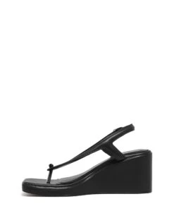 Leni Slingback Wedge Black -StepAura Store LENI BLACK SIDE2 INTERIOR