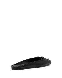 Lilah Ballet Flat Black Smooth -StepAura Store LILAH BLACK SMOOTHPU BACK ANGLE