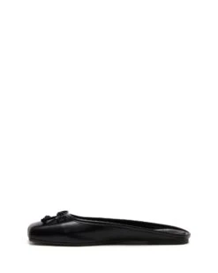 Lilah Ballet Flat Black Smooth -StepAura Store LILAH BLACK SMOOTHPU SIDE2 INTERIOR