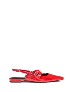 Lisst Slingback Flat Red Patent -StepAura Store LISST REDPATENTPU SIDE