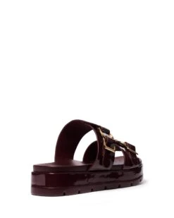 Litmus Flatform Sandals Cherry Patent -StepAura Store LITMUS CHERRYPATENT BACKANGLE