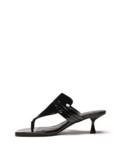 Locked Thong Heel Black Patent -StepAura Store LOCKED BLACK PATENT PU SIDE2