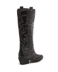 Malvin Cowboy Boot Black Smooth 6 Malvin Cowboy Boot Black Smooth -StepAura Store MALVIN BLACK SMOOTH PU BACK