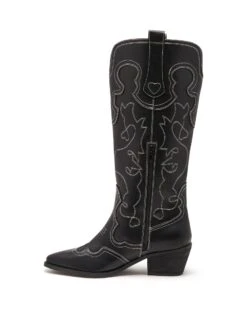 Malvin Cowboy Boot Black Smooth 7 Malvin Cowboy Boot Black Smooth -StepAura Store MALVIN BLACK SMOOTH PU SIDE2