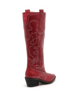 Malvin Cowboy Boot Cherry Smooth -StepAura Store MALVIN CHERRY SMOOTH PU BACK