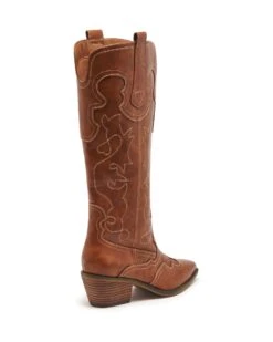 Malvin Cowboy Boot Tan Burnished -StepAura Store MALVIN TAN BURNISHED PU BACK