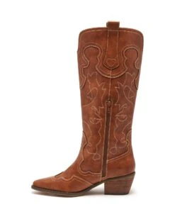 Malvin Cowboy Boot Tan Burnished -StepAura Store MALVIN TAN BURNISHED PU SIDE2