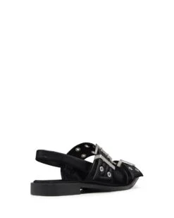 Matilda Pointed Flat Black Patent -StepAura Store MATILDA BLACK PATENT PU BACK ANGLE