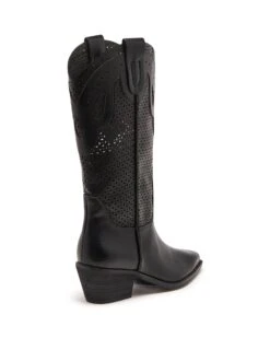 Maxine Cowboy Boot Black Tumbled -StepAura Store MAXINE BLACKTUMBLED PU BACK