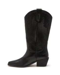Maxine Cowboy Boot Black Tumbled -StepAura Store MAXINE BLACKTUMBLED PU SIDE2