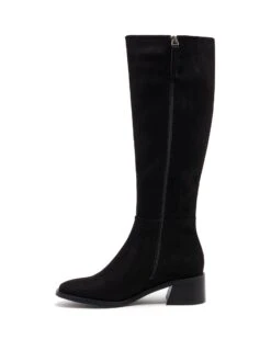 Neva Tall Boot Black Suede -StepAura Store NEVA BLACK FAUX SUEDE SIDE2