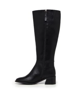 Neva Tall Boot Black -StepAura Store NEVA BLACK SMOOTH PU SIDE2