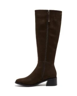 Neva Tall Boot Chocolate Suede -StepAura Store NEVA CHOCOLATE FAUX SUEDE SIDE2