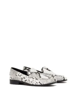 Nova Loafer Black/White Snake -StepAura Store NOVA BLACKWHITESNAKEPU TOEANGLE