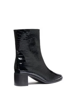 Paige Ankle Boot Black Patent Croc 5 Paige Ankle Boot Black Patent Croc -StepAura Store PAIGE BLACKPATENTCROCPU BACKANGLE