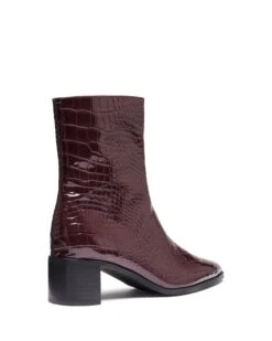 Paige Ankle Boot Bordeaux Patent Croc -StepAura Store PAIGE BORDEAUXPATENTCROCPU BACKANGLE
