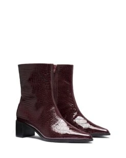 Paige Ankle Boot Bordeaux Patent Croc -StepAura Store PAIGE BORDEAUXPATENTCROCPU TOEANGLE