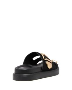 Paxton Sandal Black Microsuede -StepAura Store PAXTON BLACKSUEDE BACKANGLE