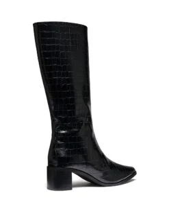 Penny Tall Boot Black Croc -StepAura Store PENNY BLACKCROCPU BACKANGLE