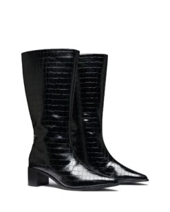 Penny Tall Boot Black Croc -StepAura Store PENNY BLACKCROCPU TOEANGLE