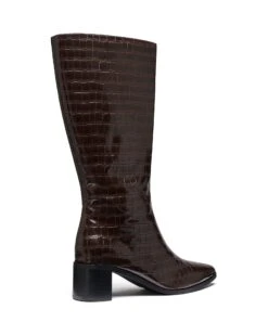 Penny Tall Boot Chocolate Croc -StepAura Store PENNY CHOCOLATECROCPU BACKANGLE