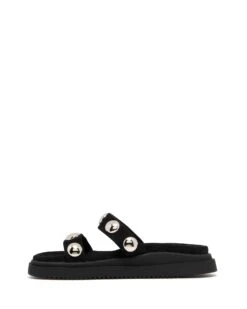 Persona Sandal Black Suede 7 Persona Sandal Black Suede -StepAura Store PERSONA BLACKFAUXSUEDE SIDE2 INTERIOR