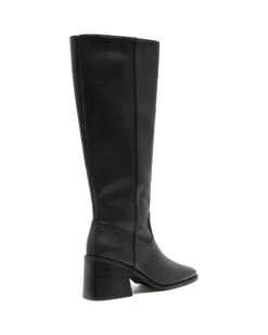 Quinn Tall Boot Black Smooth -StepAura Store QUINN BLACKSMOOTHPU BACKANGLE
