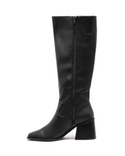 Quinn Tall Boot Black Smooth -StepAura Store QUINN BLACKSMOOTHPU SIDE2 INTERIOR