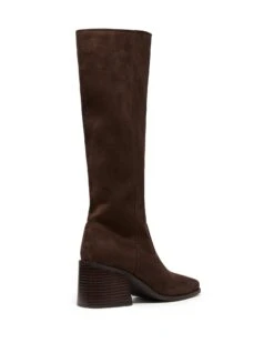Quinn Tall Boot Chocolate Suede -StepAura Store QUINN CHOCOLATE MICROSUEDE BACK ANGLE