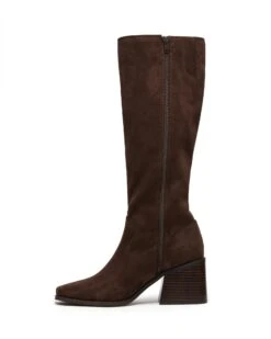 Quinn Tall Boot Chocolate Suede -StepAura Store QUINN CHOCOLATE MICROSUEDE SIDE2 INTERIOR
