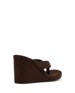 Ren Wedge Chocolate Tonal Faux Suede -StepAura Store REN CHOCOLATE TONAL BACK ANGLE