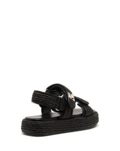 Revive Flatform Sandal Black Raffia -StepAura Store REVIVE BLACK RAFFIA BACK