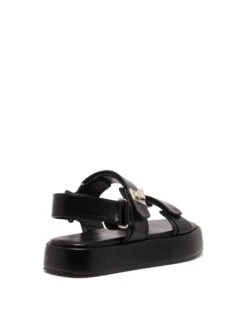 Revive Flatform Sandal Black Smooth -StepAura Store REVIVE BLACK SMOOTH PU BACK