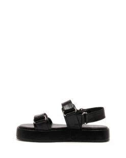 Revive Flatform Sandal Black Smooth -StepAura Store REVIVE BLACK SMOOTH PU SIDE2