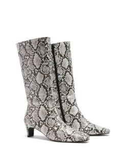 Rhome Tall Boot Black/White Snake -StepAura Store RHOME BLACKWHITESNAKEPU TOEANGLE