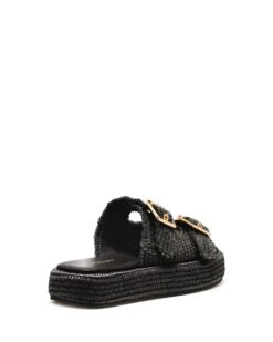 Rustic Flatform Sandal Black Raffia 7 Rustic Flatform Sandal Black Raffia -StepAura Store RUSTIC BLACK RAFFIA BACK