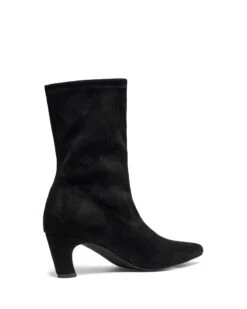 Sacha Ankle Boot Black Microfibre -StepAura Store SACHA BLACKSTRETCHMICROFIBRE BACKANGLE