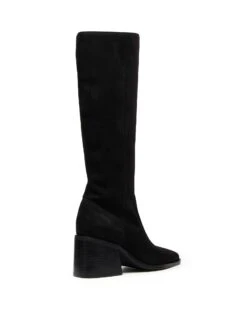 Quinn Tall Boot Black Suede -StepAura Store SOLE21281 BLACK MICROSUEDE BACK ANGLE