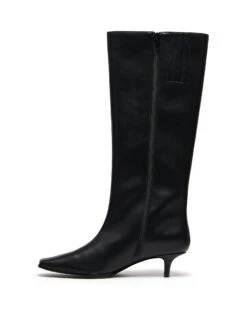 Spicy Tall Boot Black -StepAura Store SPICY BLACK PU SIDE2 INTERIOR