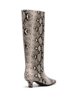 Spicy Tall Boot Black/White Snake 6 Spicy Tall Boot Black/White Snake -StepAura Store SPICY BLACK WHITE SNAKE PU BACK ANGLE