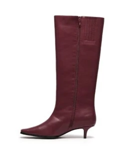 Spicy Tall Boot Bordeaux -StepAura Store SPICY BORDEAUX SMOOTH PU SIDE2 INTERIOR