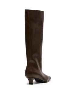 Spicy Tall Boot Chocolate -StepAura Store SPICY CHOCOLATE PU BACK ANGLE