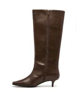 Spicy Tall Boot Chocolate -StepAura Store SPICY CHOCOLATE PU SIDE2 INTERIOR