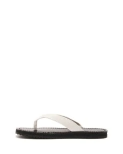 Undone Thong Sandal White -StepAura Store UNDONE WHITE TEXTURED PU SIDE2