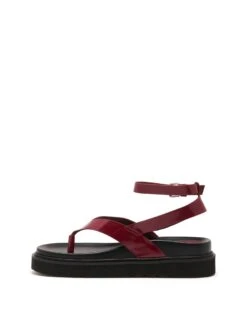 Visa Sandal Bordeaux Patent 7 Visa Sandal Bordeaux Patent -StepAura Store VISA BORDEAUX PATENT PU SIDE2