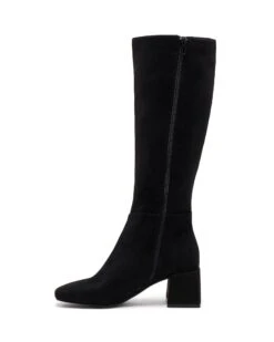 Wolf Tall Boot Black Suede -StepAura Store WOLF BLACK FAUX SUEDE SIDE2