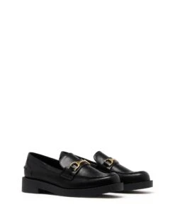 Wonder Loafer Black -StepAura Store WONDER BLACK SMOOTH PU TOE ANGLE