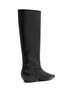 Xavier Tall Boot Black 6 Xavier Tall Boot Black -StepAura Store XAVIER BLACK SMOOTH PU BACK ANGLE